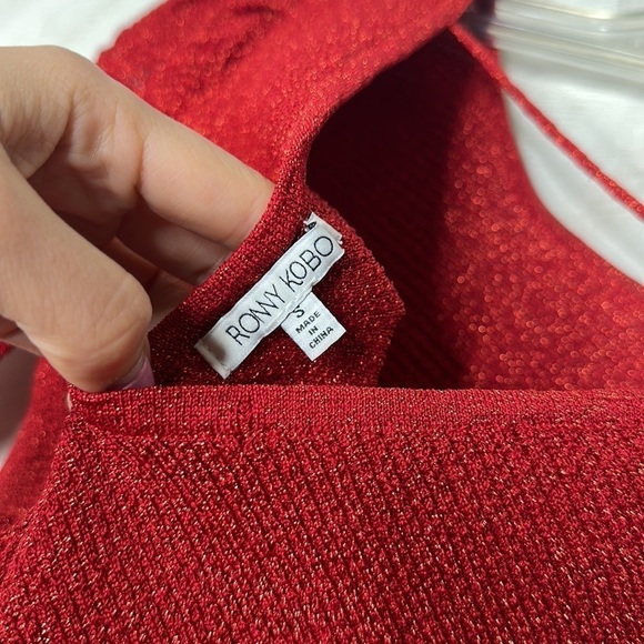 🆕 INTERMIX Ronny Kobo Red Puff Sleeve Sweater SIZE SMALL - Picture 8 of 8